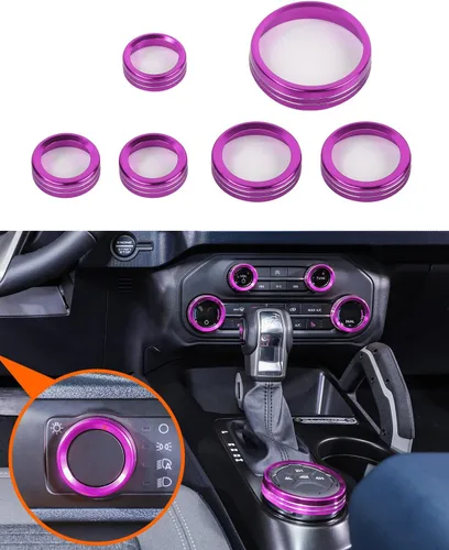 Miniatura 9 de Savadicar CKT01 Billet - Juegos de molduras de perillas de control de aluminio billet, faros/4WD/HVAC, biseles de anillos de perillas de control