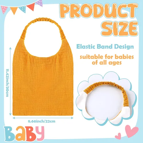 Miniatura 2 de Shyyween 8 Pack Muslin Bibs Elastic Band Adjustable Bandana Drool Bibs Double Gauze Cotton Pullover for Teething Drooling