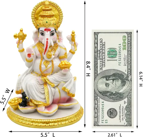 Miniatura 6 de alikiki Figura de Dios hindú Ganesh Chaturthi – 8.4 pulgadas de alto, ídolo indio Ganesha, estatua de elefante hindú Dios Pooja, artículo Diwali