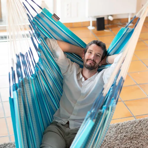 Miniatura 8 de LA SIESTA® - Silla de Hamaca XL King Habana de Algodón & CasaMount - Silla Colgante con Kit de Suspensión para Paredes, Techos y Vigas Cuadradas