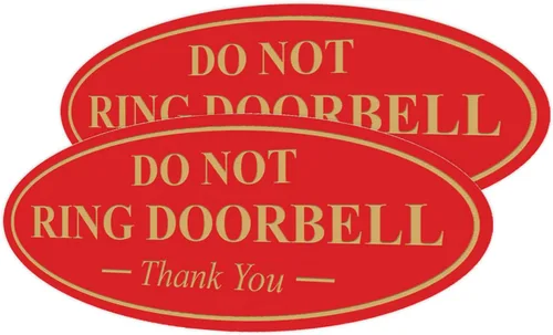Miniatura 83 de All Quality Cartel de agradecimiento ovalado con texto en inglés «Do not Ring DOORBELL», color negro, pequeño, 1 paquete