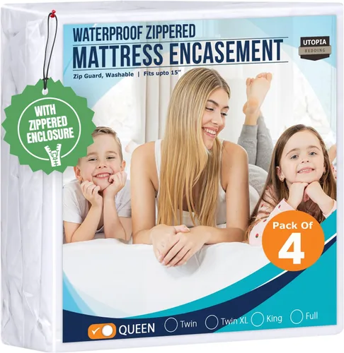 Miniatura 24 de Utopia Bedding - Protector de colchón impermeable tamaño Queen, con cierre, a prueba de chinches y ácaros, funda de colchón absorbente de seis lados