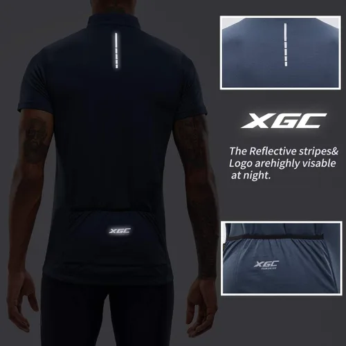 Miniatura 3 de XGC - Maillot de ciclismo de manga corta para hombre con tejido transpirable de secado rápido