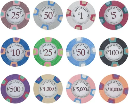 Miniatura 4 de Claysmith Gaming Milano Casino - Fichas de póquer de arcilla de grado 0.35 oz, paquete de 50 Azul ($50 Light Blue)