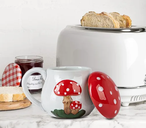 Miniatura 6 de Bonita taza de hongo con tapa, taza grande de cerámica para café y té, regalo divertido para mujeres