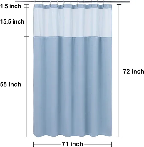 Miniatura 5 de N&Y HOME - Cortina de ducha de punto gofre con forro de tela a presión y juego de ganchos, estilo hotel, impermeable y lavable, de tela pesada