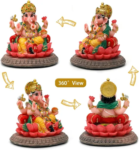 Miniatura 5 de alikiki Regalos indios, estatua de Lord Ganesha, 3.6 pulgadas de alto, ídolo hindú Ganesha para tablero de instrumentos del automóvil, regalo