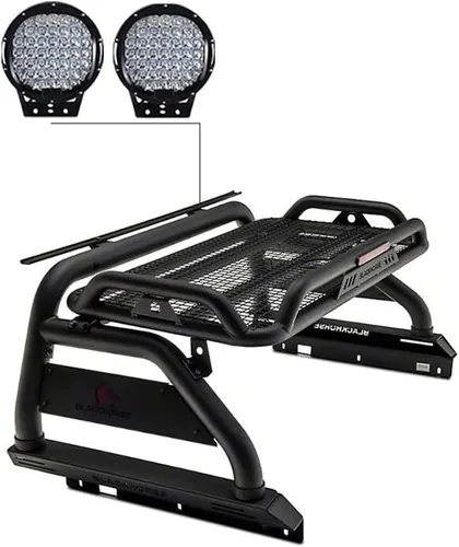 Miniatura 2 de Black Horse Atlas - Barra antivuelco (incluye 9 unidades, luz LED redonda, negra, compatible con Nissan Frontier ATR22-PL69B 2022-2024)