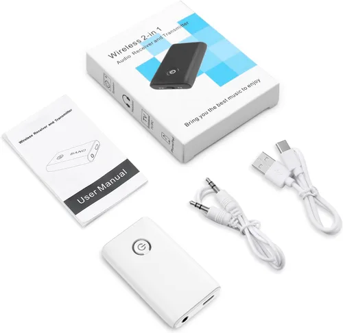 Miniatura 8 de Transmisor Receptor Bluetooth 5.3 Actualizado, Adaptador Inalámbrico Bluetooth 2 en 1 Portátil, Adaptador Aux Portátil para Coche, Receptor de Audio