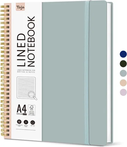 Miniatura 26 de Taja Cuaderno con forro en espiral, cuadernos de 8.5 x 11 pulgadas para trabajo, diario grande A4 para mujeres y hombres, cuaderno de diario