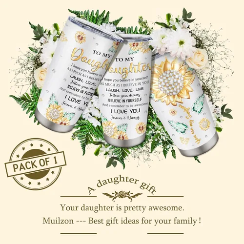 Miniatura 5 de Muilzon Regalo para hija de mamá/papá Tazas de 20oz - Regalos para hija de madre/padre Taza de café - Ideas de regalo de Navidad, día de la madre