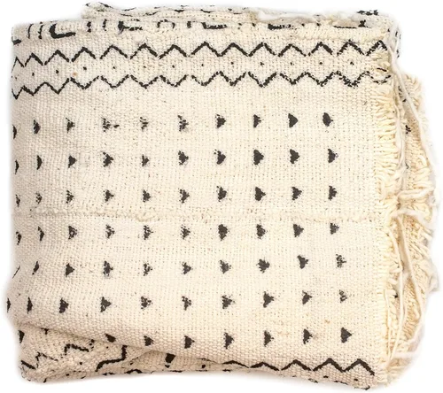 Miniatura 11 de The Bead Chest Paño de barro blanco Bogolan Mali, tejido africano hecho a mano de África occidental, 40 x 64 pulgadas, ideal para decoración