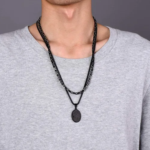 Miniatura 3 de Prosteel. - Collar con dije y cadena de San Miguel Arcángel, joyería religiosa católica.