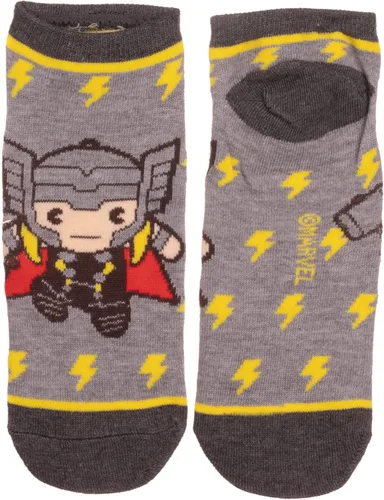 Miniatura 5 de Marvel Comics The Avengers Chibi - Paquete de 6 calcetines tobilleros para mujer Negro M