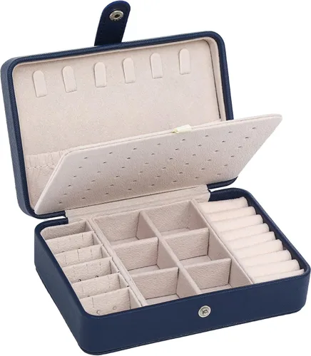 Miniatura 2 de Joyero pequeño, mini estuche de almacenamiento de joyas de viaje, organizador de joyas portátil para anillos, aretes, collares, regalo para mujeres