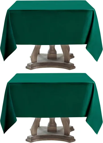 Miniatura 50 de Manteles rectangulares de 60 x 120 pulgadas, paquete de 2 manteles negros para 6 pies, lavables, decorativos, de lino y poliéster, para mesa