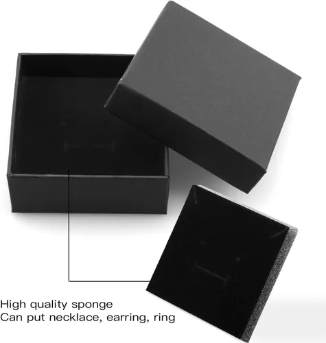 Miniatura 6 de Cajas de regalo de joyería – 12 piezas cuadradas de cartón para collar y aretes, funda rellena de algodón (3.15 x 3.15 x 1.1 pulgadas) (negro)