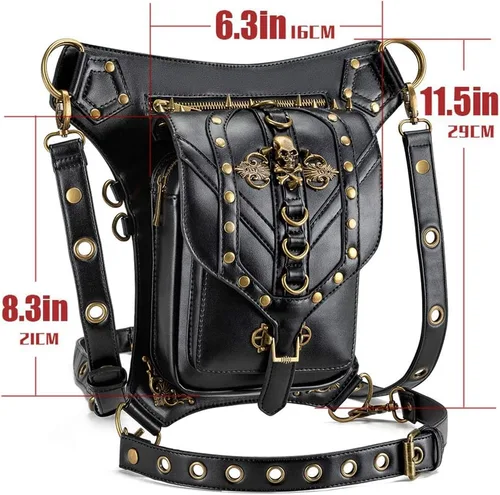 Miniatura 4 de Rebajas Cyber Monday Ofertas Venta Steampunk Riñonera Bolso para cintura Moda Gótico Hombro Bandolera Bandolera Muslo Pierna Capucha Bolsa de Viaje