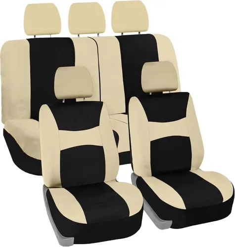 Miniatura 2 de Juego de funda para asiento bolsas de aire de tela negra ligera y fresca FH Group FH-FB030115-SEAT lista para separar; se ajusta a la mayoría