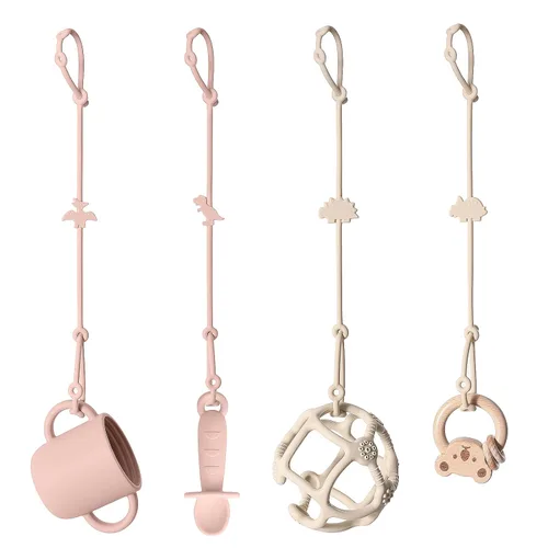 Andy Bear Correas de juguete para bebé, correas de seguridad de juguete de silicona para silla alta, correas de juguete para cochecitos, silla alta,