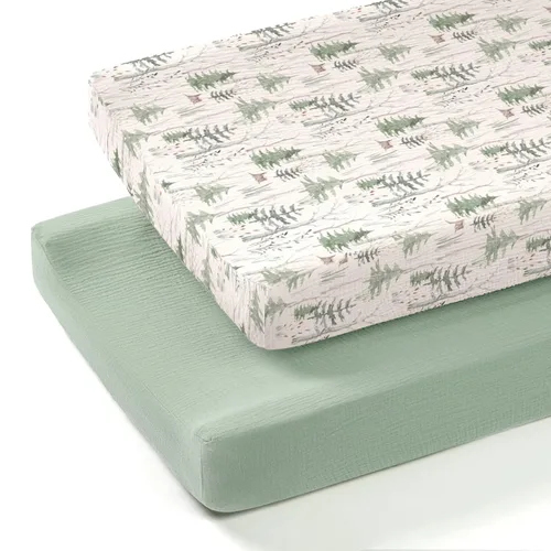 Miniatura 21 de lulumoon Funda para cambiador de pañales de bebé: Funda de almohadilla de muselina para cambiador de pañales - Fundas de cambiador para niñas y niños