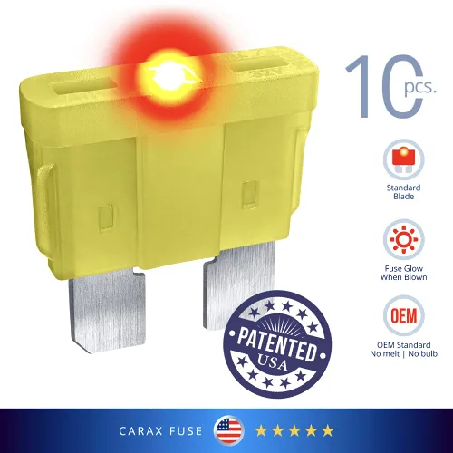 Miniatura 2 de CARAX Fusible incandescente – Fusible Premium estándar/hoja regular ATC/ATO/ATS – Kit de 20 A 10 piezas – Fusible automotriz LED brillante al soplar
