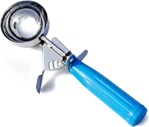 Cuisinox Cuchara para helado, cuchara para servir y preparar, acero inoxidable de acción de primavera, color azul #16 (2 onzas)
