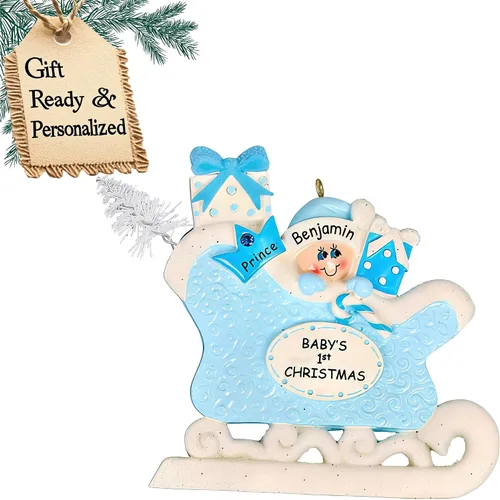 Adorno 3D personalizado para la primera Navidad del bebé 2025 para niño | Adorno de la primera Navidad del bebé 2025 Adornos de bebé para árbol de