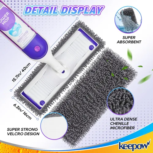 Miniatura 3 de KEEPOW Almohadillas de microfibra reutilizables para mopa Swiffer Powermop, paquete de 2, almohadillas de mopa eléctrica para trapeador de 13 a 15