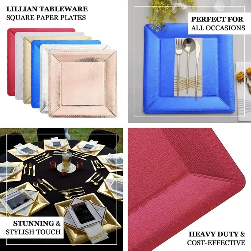Miniatura 4 de Efavormart - Paquete de 10 bandejas cuadradas de 13 pulgadas, 1100 GSM, de cuero extra rígido con textura de cartón, platos para bodas de otoño