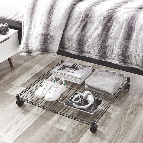 Miniatura 2 de DormCo Suprima - Estante cuadrado con ruedas para debajo de la cama, color negro