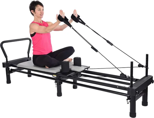 Miniatura 9 de AeroPilates Pilates Reformer Machine, Gym Equipment for Resistance Workout, Strength & Fitness Training - Foldable & Compact Gris