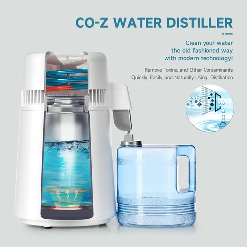 Miniatura 4 de CO-Z Fabricante de Agua Destilada, Destilador de Agua de 1 Galón, Máquina Destiladora de Agua de 4L para Encimera Doméstica, Purificador de Agua
