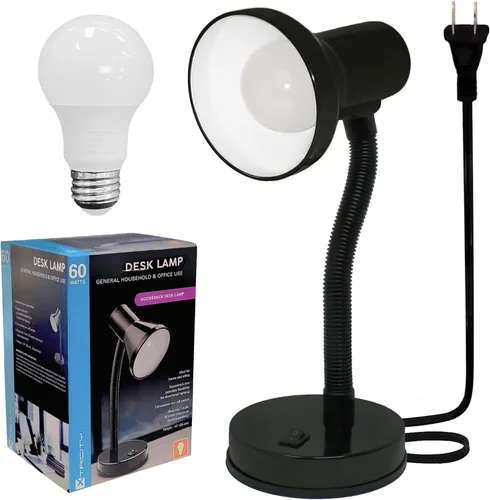 Miniatura 8 de Xtricity Lámpara LED de escritorio con clip con cuello de ganso flexible de 360°, luz de lectura para cabecera de cama, bombilla A19 de 6 W