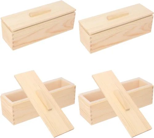 Miniatura 8 de Paquete de 6 cajas de madera artesanales para hacer jabón, moldes de silicona de alta calidad de 42 onzas con caja de madera y tapa, ideal