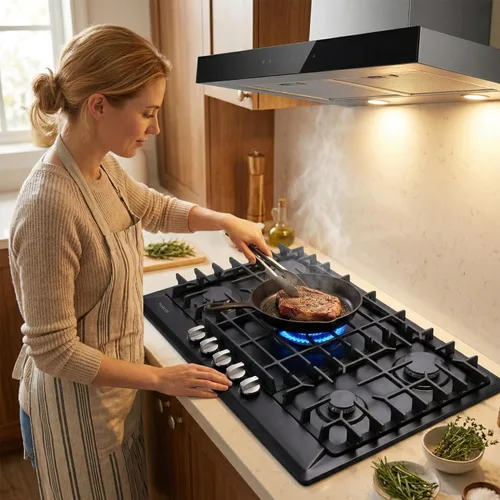 Miniatura 7 de Cocina de gas de 30 pulgadas, estufa de gas integrada de 5 quemadores de acero inoxidable, estufa de gas convertible a propano/gas natural, estufa