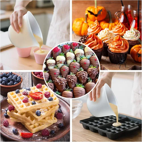 Miniatura 3 de Palksky Tazas de silicona para derretir chocolate, juego de 2 piezas para derretir chocolate (600ml y 1000ml), olla de chocolate para sumergir