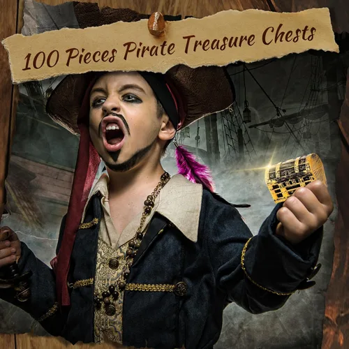 Miniatura 3 de Thyle 100 mini cofres de plástico pirata de Halloween con un acabado dorado, caja de joyería pirata vintage para adultos, cumpleaños, suministros