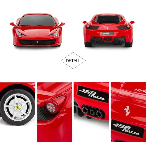 Miniatura 6 de RASTAR Coche de control remoto Ferrari, escala 1/24 Ferrari 458 Italia, coche de juguete Ferrari rojo