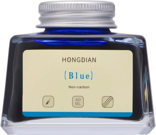 Asvine Hongdian Pluma estilográfica con tinta embotellada Azul, Botella de tinta de 60ml para pluma estilográfica sin carbono