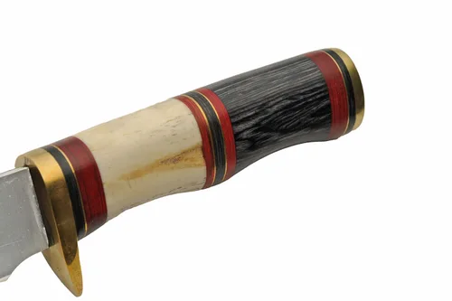 Miniatura 4 de SZCO Supplies 203456 - Cuchillo de caza para exteriores con mango de hueso y madera, con funda de cuero, 11.5 pulgadas de longitud