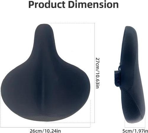 Miniatura 2 de Asiento de bicicleta de gran tamaño - Sillín de bicicleta ancho y cómodo con espuma viscoelástica, impermeable, negro