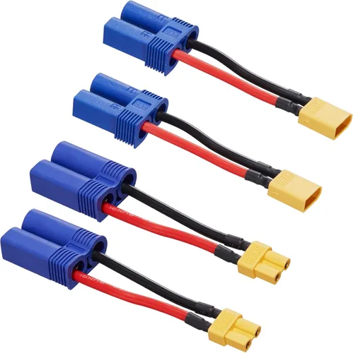 Miniatura 5 de 4 piezas XT60 a EC5 macho hembra adaptador, XT60 a macho hembra EC5 adaptador de conector con cables de 50mm 14AWG para conectores de batería RC