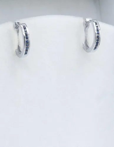 Miniatura 4 de Dazzlingrock Collection - Pendientes de aro pequeños de 0,18 quilates (10 quilates, oro blanco)