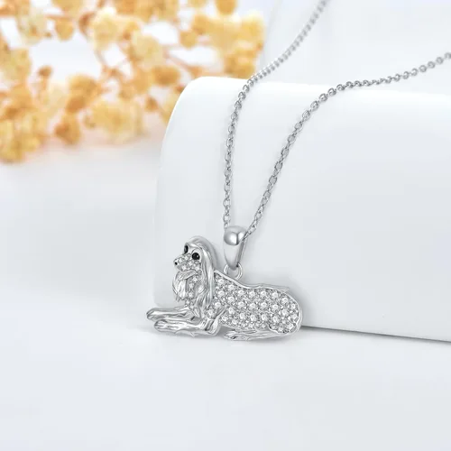 Miniatura 50 de Collares con colgante de perro de plata de ley S925 – 24 razas corgi/husky/labrador/pastor para mujer