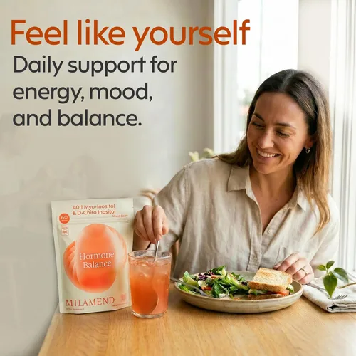 Miniatura 3 de Milamend Equilibrio Hormonal para Mujeres 40:1 Myo-Inositol D-Chiro Inositol Suplemento + CoQ10, ALA y Aminoácidos – Fertilidad, Apoyo Ovarico