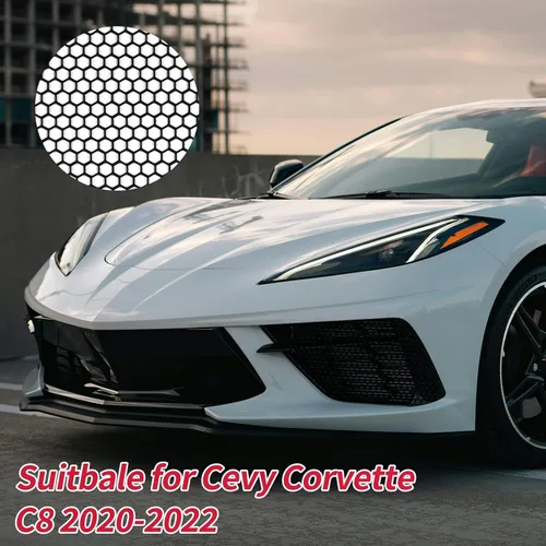 Miniatura 2 de AggAuto Malla de ventilación para automóvil compatible con Chevy Corvette C8 2020-2023, 2 piezas de aleación de aluminio con agujero de panal