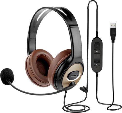 Miniatura 9 de Auriculares USB con micrófono para oficina centro de llamadas telefónico, auriculares USB-A ligeros de 1 oreja con micrófono con cancelación
