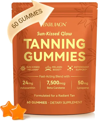 Gomitas bronceadoras, suplemento de bronceado sin sol para mujeres y hombres, con beta-astaxantina, caroteno, licopeno, colágeno y vitaminas,