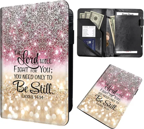 Miniatura 14 de Server Book,Waitress Book,5x9 Inch Server Books for Waitress & Waiter, Cute PU Leather Serving Book Guest Check Presenters Organizer with Zipper